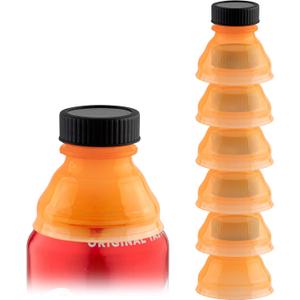 Reusable Soda Can Lids - 6-Pack Spill-Proof, Snap-On Covers for Freshness and Protection, Orange Can Toppers Set of 6