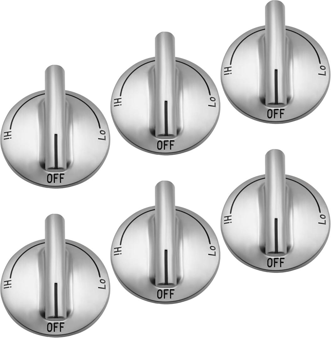 6Pcs Upgraded 7733P410-60 Surface Burner Knob,Gas Stove knobs Replacement for May-tag/Jenn-Air/Kitchen-Aid Gas Cooktop Stove,Replaces 74007733 AP5668987 etc Chrome Plated Stove knobs Set