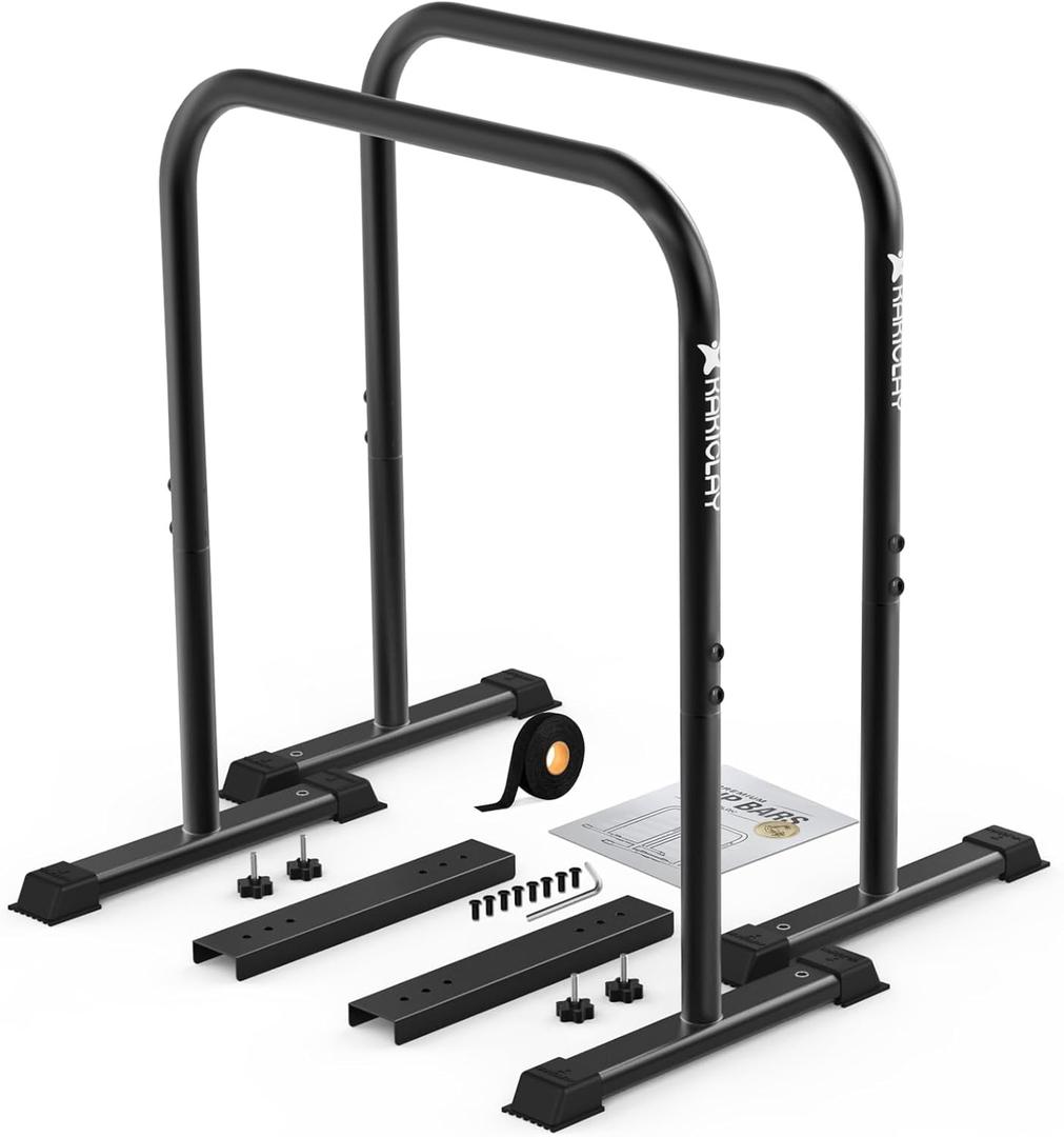 Upgrade World's Best Strongest Premium Dip Bars With Adjustable Ultra-Stable Settings & Non-Slip Feet - USA Original Patent, Designed, Shipped