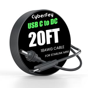 Starlink Mini Cable 20FT - 18AWG Waterproof Starlink Mini USB C Cable, Works with 100W+ PD Source