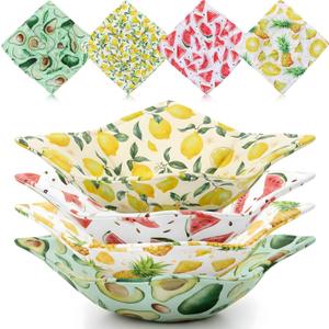 CHENGU 4 Pcs Fruit Cotton Microwave Bowl Cozy Holders for Hot Food Hot Pad Soup Bowl Potholder Heat Resistant Multipurpose Quilted Safe Holder for Kitchen Plate Supply Fruit Colors