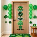St. Patrick's Day Door Sign Happy Saint Patricks Day Wooden Decorations Welcome Hanging Signs Shamrock Home Wall Decor for Farmhouse Porch Front Door Outdoor