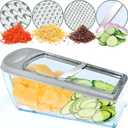 LHS Mandoline Slicer, 4 Sharp Stainless Steel Blades with Food Storage Container  Kitchen Tools for Cheese, Chocolate, Vegetables& Fruits - Dishwasher Safe (grey) (Gray)