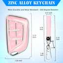 QBUC for Cadillac Key Fob Cover with Keychain Soft TPU Protection Case Compatible with 2020-2026 Cadillac Escalade Lyriq Optiq 6-Buttons(Chrome Trim Pink)