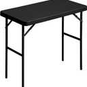 Folding Table 2.7ft Rectangular All-Occasion Plastic Folding Event Table for Indoor and Outdoor, Portable Desk, Camping, Durable and Stable, HDPE and Steel, Wide Application, Black