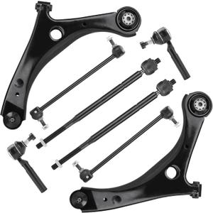 8PCS Front Lower Control Arm for Dodge Grand Caravan 2008-2018, for Chrysler Town & Country 2008-2016, for Volkswagen Routan 2009-2010, Sway Bar + Outer Tie Rod End Link Suspension Kit K622034 K622033 (8PCS/Check fitment in description)