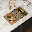 30 White Granite Composite Undermount Kitchen Sink with Luxury Accessories, 30"x19"x10"