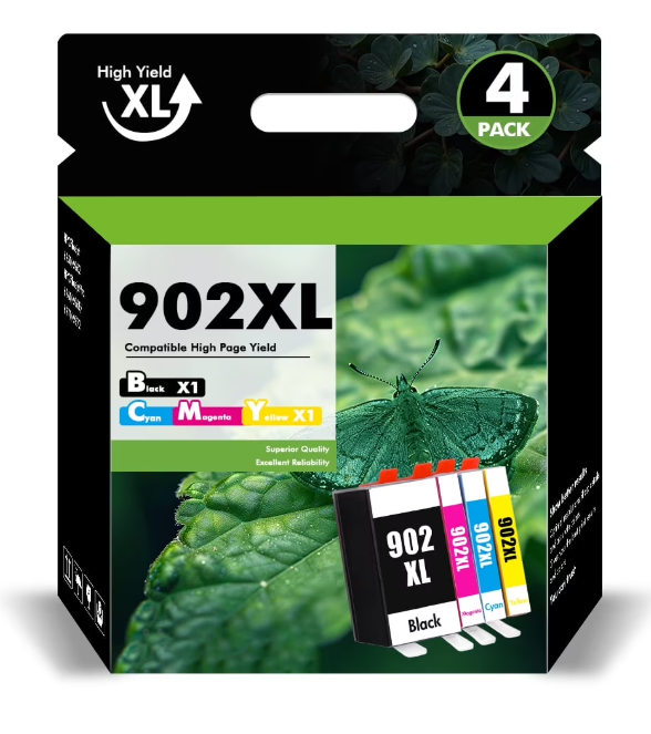 902XL 902 xl Ink Cartridges Combo Pack Compatible for HP 902XL HP 902 HP902 XL HP902XL for OfficeJet 6962 6950 6954 6960 6975 6956 6961 6963 6964 6951 6978 6968 Black Cyan Magenta Yellow (4Pack)