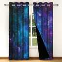 Galaxy Blackout Curtains Space Curtains for Bedroom Boys Room 84 Inches Length 2 Panels Set Outer Constellation Star Window Drapes for Living Room Grommet Room Darkening 42x84 (Violet)