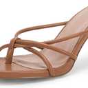 LAICIGO Womens Square Open Toe Flip Flops Stiletto Heels Strappy Thong Slide on Slingback Mules Sandals 8