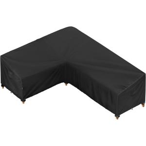 iBirdie Outdoor Sectional Cover fit 90 x 120 inch, 89 x 118, L-Shaped Patio Furniture Sofa, Waterproof Weatherproof Heavy Duty 600D Garden Cover for Outside L shape Couch, Black