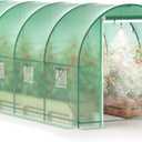 Greenhouse, 15x7x7 Upgraded Walk-in Greenhouse with Spraying System, Heavy Duty Tunnel Green House with 6 Ventilated Mesh Windows & Zippered Roll-up Door, Large Plant Garden Hot House Outdoor