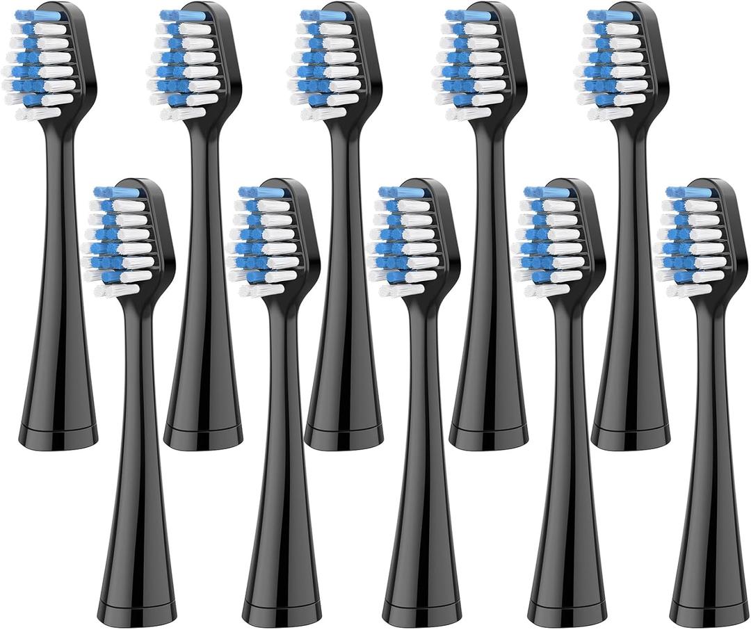 Replacement Toothbrush Heads for Waterpik Complete Care 5.0/9.0 Tooth Brush, Compatible for AquaSonic Duo and Home Dental Center Electric Toothbrush, 10 Count, Black