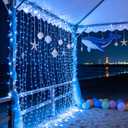 750 LED 240FT Blue Birthday Party Decorations String Lights with 12 Modes Timer Dimmable, Waterproof Green Wire Christmas Lights Outdoor, Plug in Fairy Lights for Wedding, Ocean Party, Xmas Decor