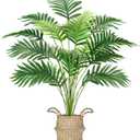 Der Rose Fake Palm Tree 28Inch Faux Plant Potted Tall Fake Plant with Hand-Woven Baskets Artificial Tree for Indoor Outdoor Home Office Bedroom Porch Balcony Decor
