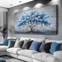 KELIYUAN Large Wall Decor Canvas Painting Wall Art For Living Room Dining Room Hallway Abstract Blue Tree Office Bedroom Decoration Artwork Picture Print For Home Decoration Aesthetics 24x48 In