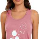 Flower Tank Top for Women Floral Tank Shirt Vintage Muscle Tank Sleeveless Blouses with Floral Tee Tops (Pink, XL)