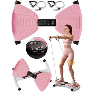 Waist Twister Machine with Smart Digital Counter and Resistance Bands 300 Lbs Capacity, Noiseless Ab Twister Board for Home Exercise, Fitness Equipment Ideal for Women to Burn Belly Fat and Tone Body