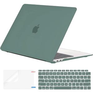 EooCoo Hard Case Compatible with MacBook Air 13.3 inch M1 Chip 2021-2018 with Retina Display, Air 13.3 inch Plastic Protective Case, Transparant Keyboard Cover + Screen Protector, Matte Midnight Green