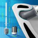 Silicone Toilet Brush, L-Shaped Toilet Brush and Holder Set, Bathroom Toilet Brush with Long Non-Slip Handle, Wall Mounted or Floor Standing Design, for Home and RV Use
