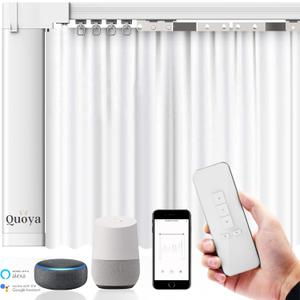 Quoya Smart Electric Curtain Track AT5810Up to 5m (196in) - Motorised and Adjustable , with Automated Rail Motor with App, Voice, Remote Control, Compatible with Alexa, Google and Siri