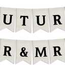 Burlap Future Mr & Mrs Banner - Wedding Shower Decorations, Engagement Banner, Mr & Mrs Sign, Bridal Shower Party Decorations, Wedding Garden Decorations (Black)