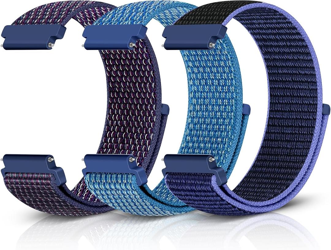 Relting Sport Loop Nylon Band 16mm 18mm 19mm 20mm 22mm Watch Band Quick Release,Soft Fabric Nylon Adjustable Replacement Wristband Strap for Men Women (Indigo+Cape Blue+Midnight Blue)