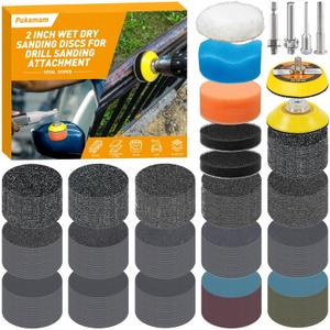 331 PCS 2 Inch Wet Dry Sanding Discs Grit 60 80 120 150 180 240 320 400 600 800 1000 1500 2000 3000 5000 10000 Hook and Loop for Drill Sanding Attachment