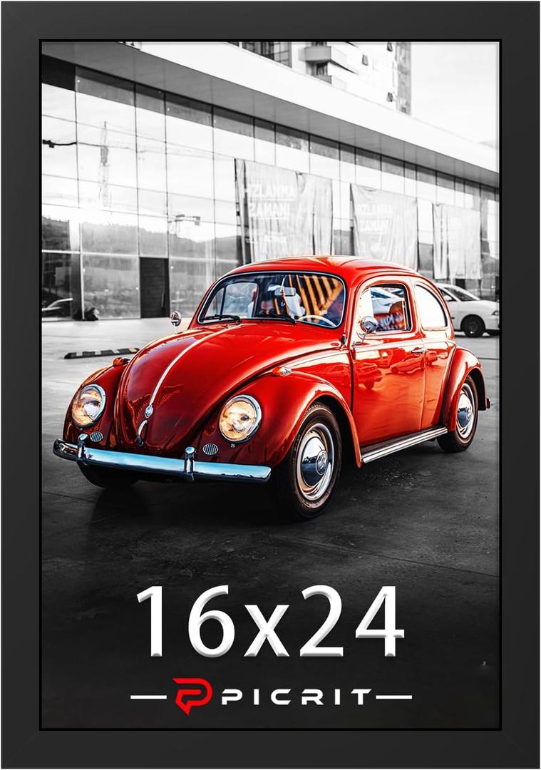 Picrit 16x24 Picture Frame, Photo Frame for Wall Mounting Display, Black