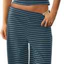 Panadila Womens Striped Two Piece Sets Summer Lounge Outfits Sailor Tube Top and Pants Matching Set Beach Vacation Travel Y2k (Large, Navy Green Combo)