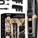 ENSSU Beard Trimmer for Men Vaccum, Rechargeable Electric Men Beard Trimmers with 2 Combs, 1-20mm Adjustable Length Dial, Waterproof Cordless Mustache Trimmer for Face, Stubble