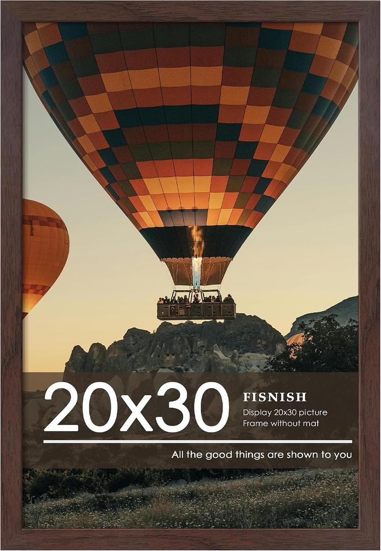 20x30 Picture Frame, Walnut Woodgrain Poster Frame, Wall Mount