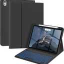 Aoub Keyboard Case for iPad Air 11-Inch M3/M2 2025/2024, iPad Air 5th/4th Gen 2022/2020, 7 Color Backlit, Folio Detachable Wireless Bluetooth Keyboard Cover Soft TPU Back Case with Pencil Holder-Black