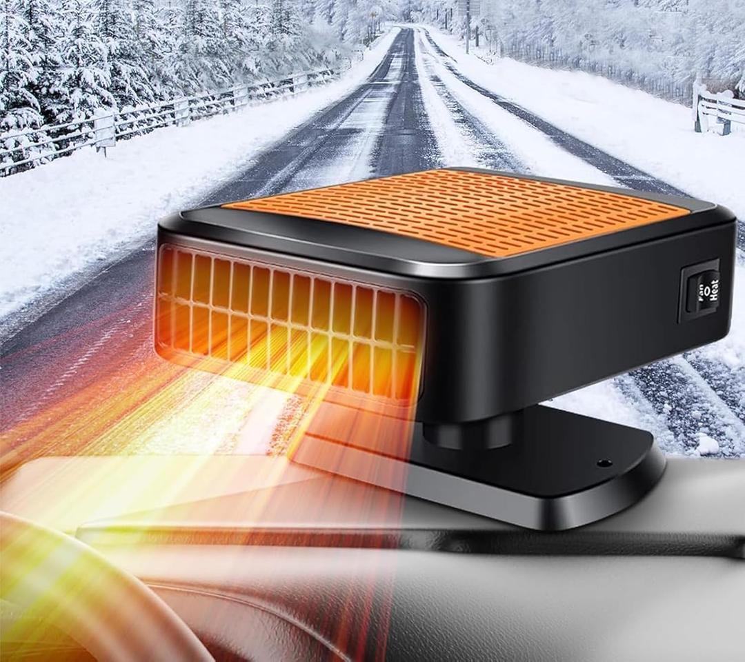12V Car Heater,Plugs into Cigarette Lighter,200W Fast Heating Portable Car Defroster Defogger 360 Rotatable 2 in 1 Heating & Cooling