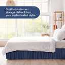 Wrap Around Dust Ruffle Bed Skirt - Navy Blue - for Queen Size Beds with 21 Inch Drop - Elastic Strap - Adjustable Pleated Bedskirt with Brushed Fabric and Wrinkle Free - for Women, Men, Kids & Teens