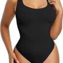 SHAPELLX Bodysuit for Women Tummy Control Shapewear Seamless Sculpting Thong Body Shaper Daily Wear BodySuits (A1-black), XL/XXL