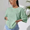 Fenxxxl Womens Oversized Tshirts Shirts Gym Workout Tops Baggy Streetwear Boyfriend Graphic Tee Y2K 2025 (M)