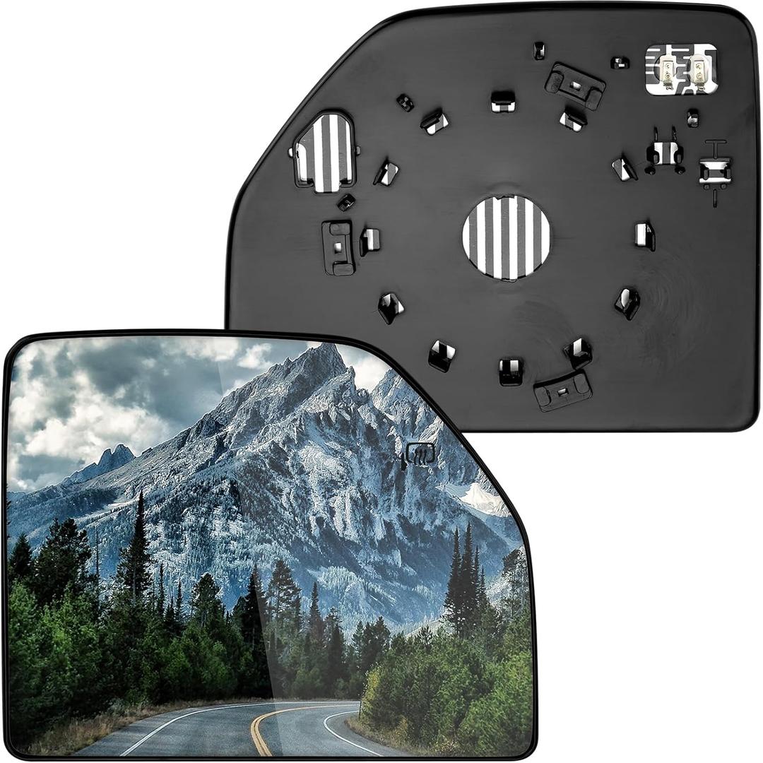 Passenger Side Mirror Replacement for Ford F150 2015 2016 2017 2018 2019 2020, F250 F350 F450 F550 2017 2018 2019 2020 - Upper Tow Mirror Glass, Right Towing Mirrors Glass with Power Heated
