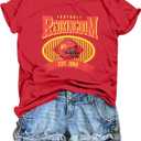 Football Shirts Women Football Team Fan Shirt Oversized Game Day Tshirt Rugby Gifts Tee Tops (Red, S)