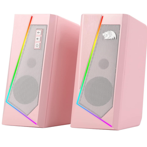 Redragon GS520 RGB Desktop Speakers, 2.0 Channel PC Computer Stereo Speaker with 6 Colorful LED Modes, Enhanced Sound and Easy-Access Volume Control, USB Powered w/ 3.5mm Cable, Pink