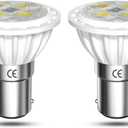 ALR12 BA15D LED Elevator Light - 6435/FR 12V BA15D Frosted Light Bulb 30W Halogen Replacement ALR12 Flood Light for RV Camper Trailer Motorhome Boat Lighting, Daylight 6000K, 2-Pack