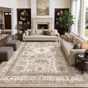 10x12 Area Rug for Living Room, Washable, Traditional, Beige