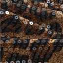 Verdusa Women's Lerpard Print Sequin Halter Top Rave Club Date Night Going Out Corset Tops (XL)