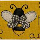 Artoid Mode Bee Kind Bow Tie Yellow Spring Doormat, Summer Home Decor Low-Profile Switch Rug Door Mat Floor Mat for Indoor Outdoor 24x59 Inch