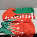 4 Pcs Women Christmas Elf Costume Set Santa's Helper Christmas Dress Elf Hat Striped Tights Shoes for Women (Medium)