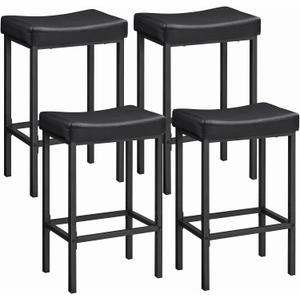 HOOBRO Bar Stools,Set of 4 Bar Chairs, Counter Height Stools, Saddle Barstools, Set of 4 Kitchen Stools, 24.8 Inches Barstools, 2.4" Thick Upholstery, for Kitchen, Dining Room, Black BB10BYP401, 16.5"L x 11.8"W x 24.8"H