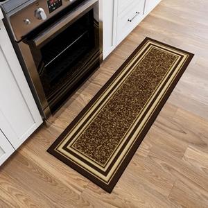Ottomanson Hallway Runner Rug 20" x 59" Non Slip Border Area Rugs Easy to Clean Laundry Rug Runner Durable & Pet Friendly Floor Carpet Runners for Hallways Entryway Living Room Kitchen, Brown