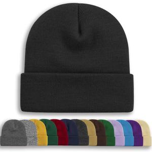 Rosoz Unisex Beanie Winter Knitted Skull Cuffed Soft Warm Hat for Men/Women Slouchy Ski Watch Cap (Black)