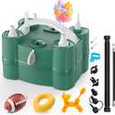 Balloon Pump 4-in-1 Electric Balloon Inflator with Triple Inflating Ports for All Balloons Air Filler Machine for Sports Balls Inflator Deflator for Inflatables (Green)