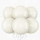 6Pcs Cream White Round Foil Balloons,Giant 4D Round Ball Balloon,22 Inch Balloons for Birthday Baby Shower Engagement Party Decorations
